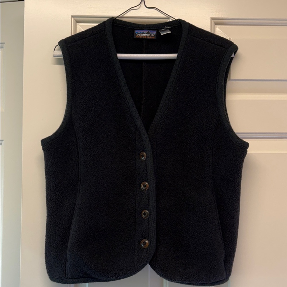 Patagonia Black Fleece Vest with Buttons